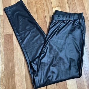 Shiny black high waisted leggings XL